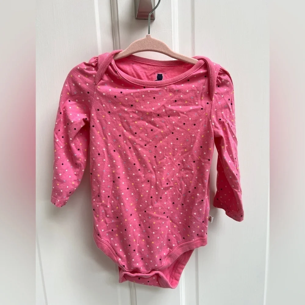 Baby Gap 12-18M Pink Polka Dot Long Sleeve Onesie